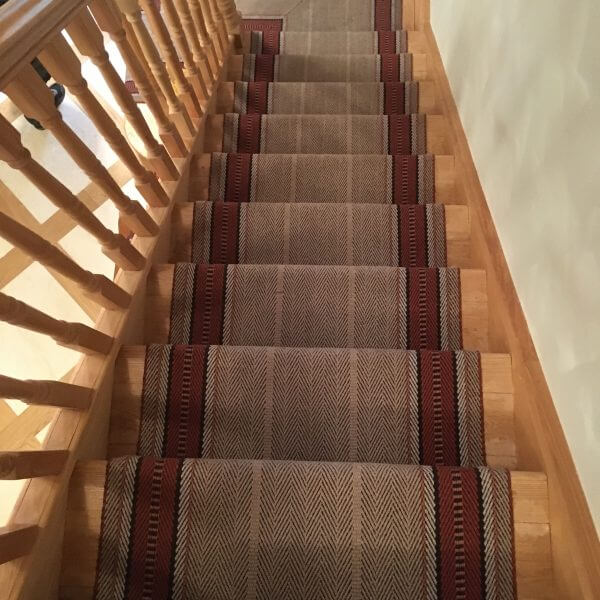 Maroon & Grey Striped Stair Runner | The Silkroad